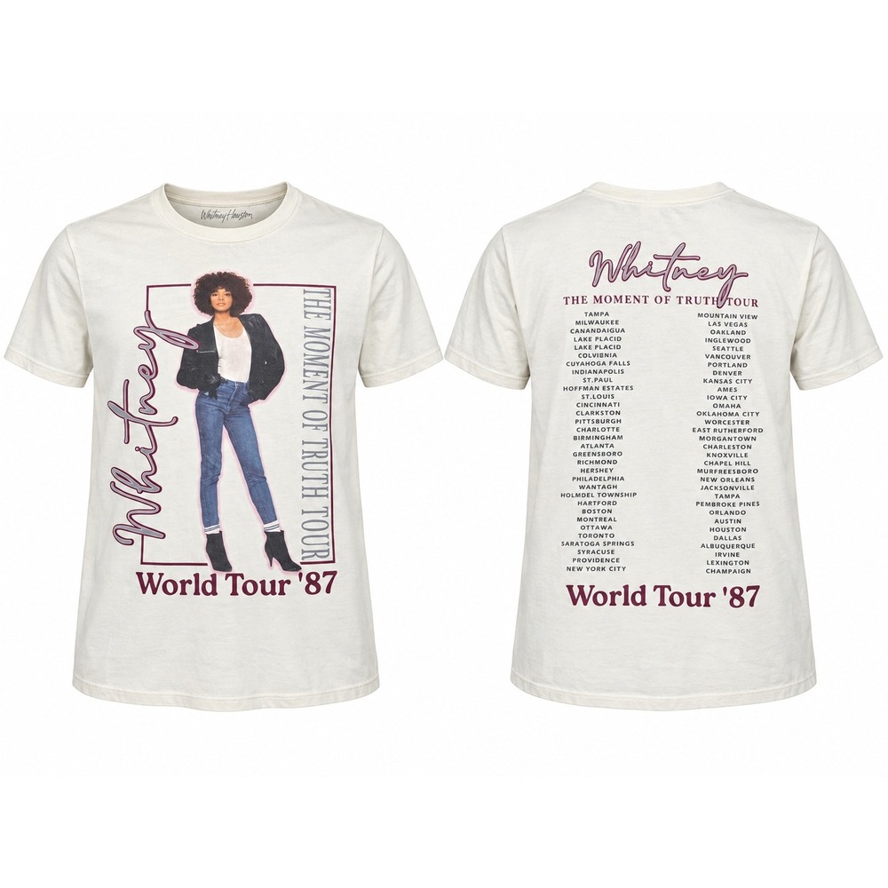 Whitney Houston The Moment of Truth World Tour 1987 Graphic Tee Shirt Small
